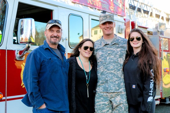 Members of 98 Fire give Jack Donnelly a special homecoming from basic training on Friday NOvember 20, 2015. Photo by DAVE DABOUR