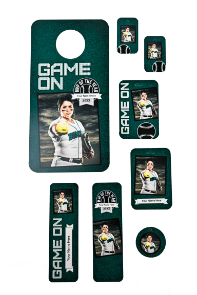 Fun pack sheet. Door hanger, 2 book marks, 2 key tags, 2 bag tags