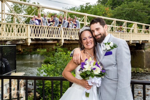 A photo of the entire Francisco wedding party in downtown Clinton, NJ