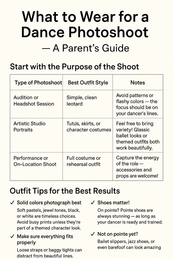 What to wear tips for a dance photo session with Dabour Photography