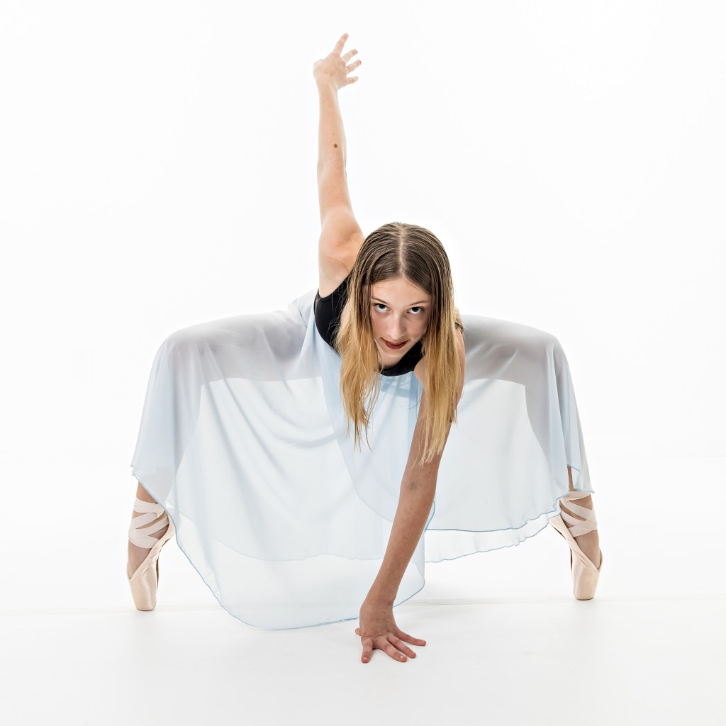 Ellery performing with flowy fabrics during a 'Skirts and Scarves' dance portrait session by Dave Dabour